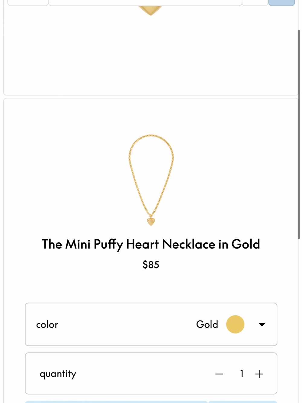 The Mini Puffy Heart Necklace in Gold